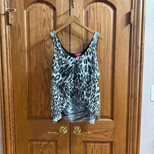 Sunny Leigh Black and Gray Leopard Print Tank Top